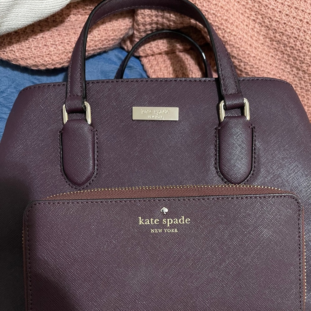 Burgundy Kate spade bag and wallet